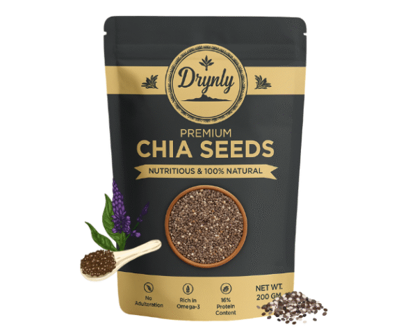 Drynly Premium Chia Seeds – 200g | Rich in Omega-3, Fiber & Plant Protein